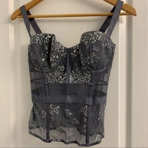 VICTORIA SECRET GRAY CORSET SILVER ACCENTS, size 34D